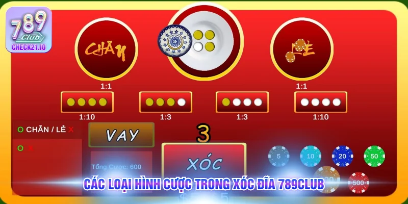 Các loại hình cược trong xóc đĩa 789Club