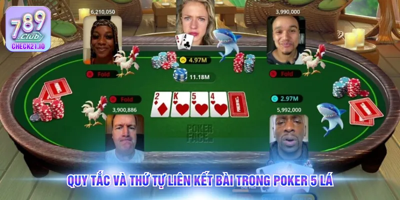 Quy tắc và thứ tự liên kết bài trong poker 5 lá